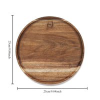 Acacia Wood Round Dinner Tray - Stackable, Reusable & Easy to Clean 7