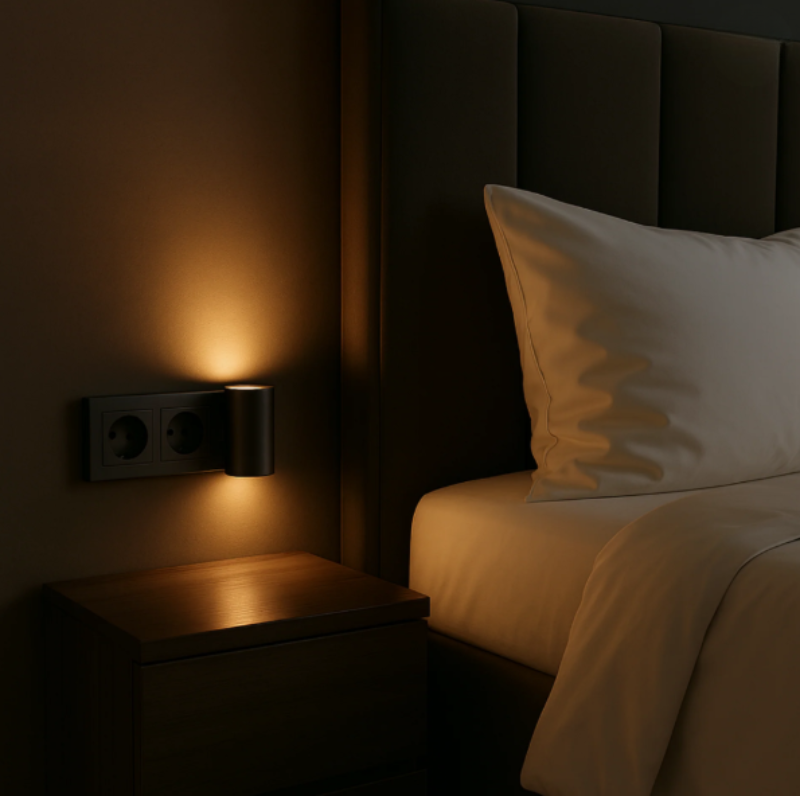 EVENINGLOW – Lampada da parete con spina e sensore giorno-notte per un'illuminazione delicata