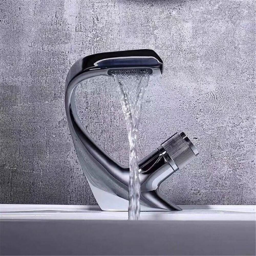 AquaCascade - Modern Brass Basin Mixer with Waterfall Spout for Bathrooms 4