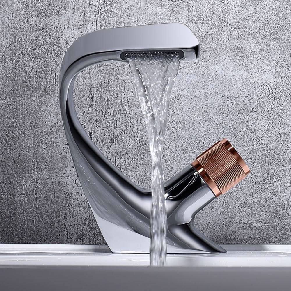 AquaCascade - Modern Brass Basin Mixer with Waterfall Spout for Bathrooms 5