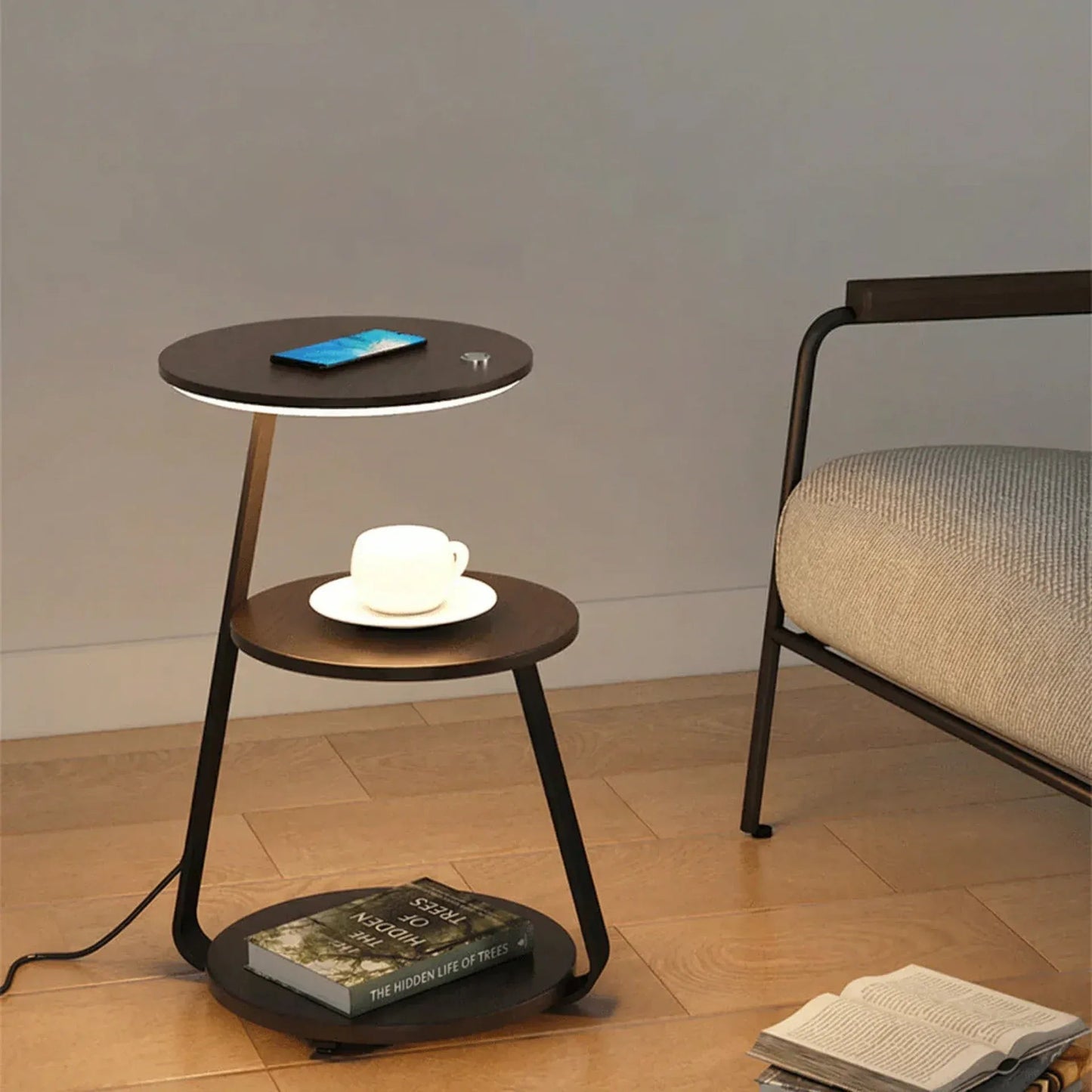 Articture Modern Side Table with Wireless Charger and Ambient Lighting 10