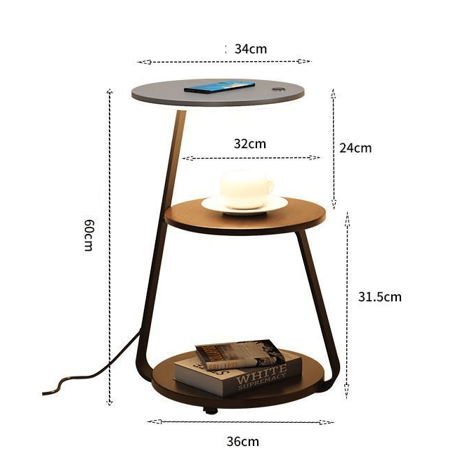 Articture Modern Side Table with Wireless Charger and Ambient Lighting 4
