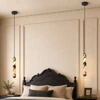 Black Natural Stone Cylinder Pendant Lamp