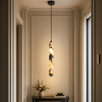 Black Natural Stone Cylinder Pendant Lamp