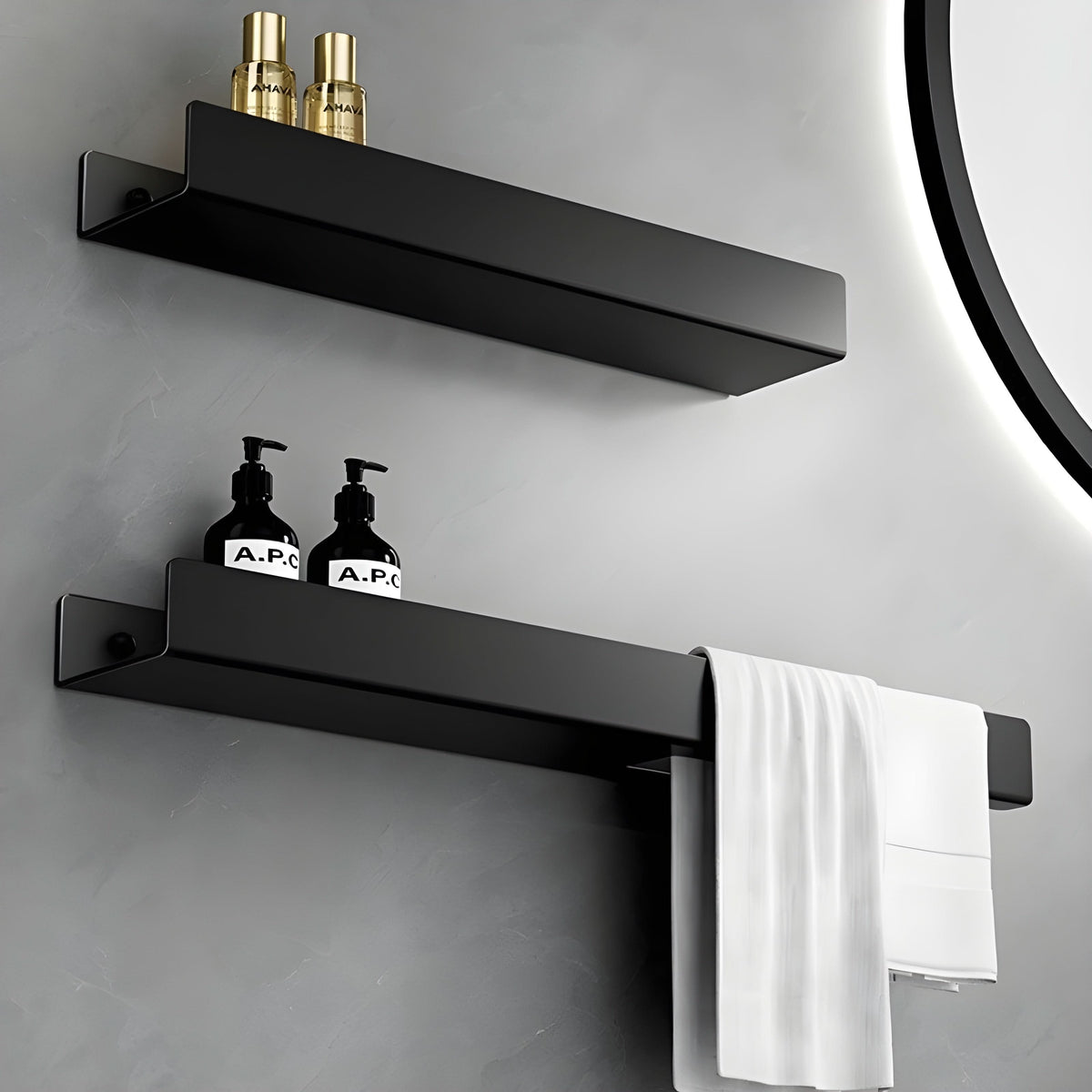 TIDYRAIL – Wall-Mounted Bathroom Shelf with Towel Rail for Everyday Organization
