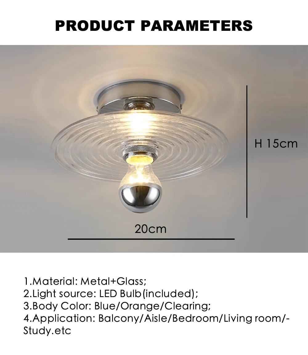 Bauhaus Style Water Ripple Glass Wall Sconce - Vintage Indoor Wall Lamp Lighting 5