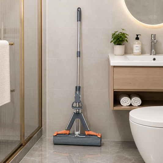 CLEANFLOW - High-Absorbency Sponge Mop with Easy Squeeze System