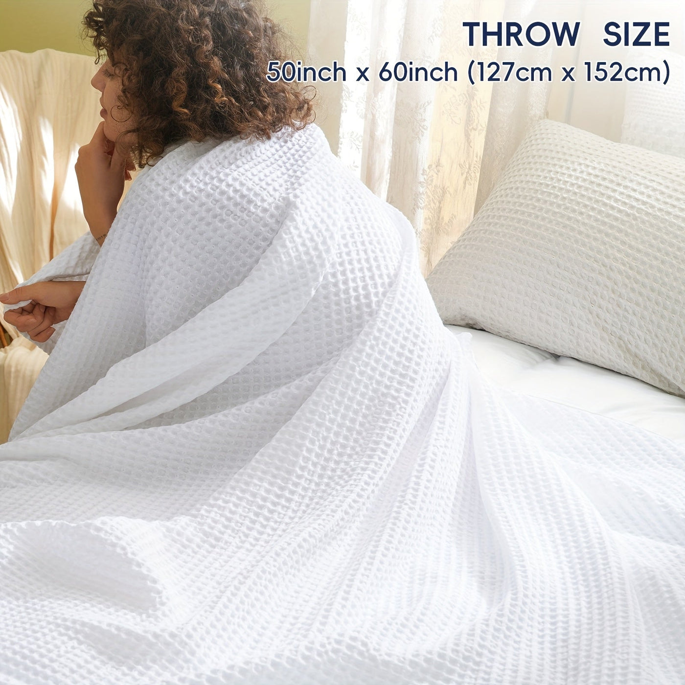 CLOUDWEAVE - Lightweight Waffle Throw Blanket for Year-Round Comfort 4