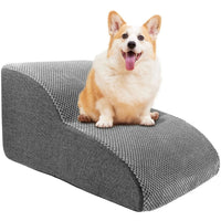 COMFYCLIMB - Soft foam dog stairs with joint-friendly incline, non-slip base, and washable cover for safe bed and sofa access 2