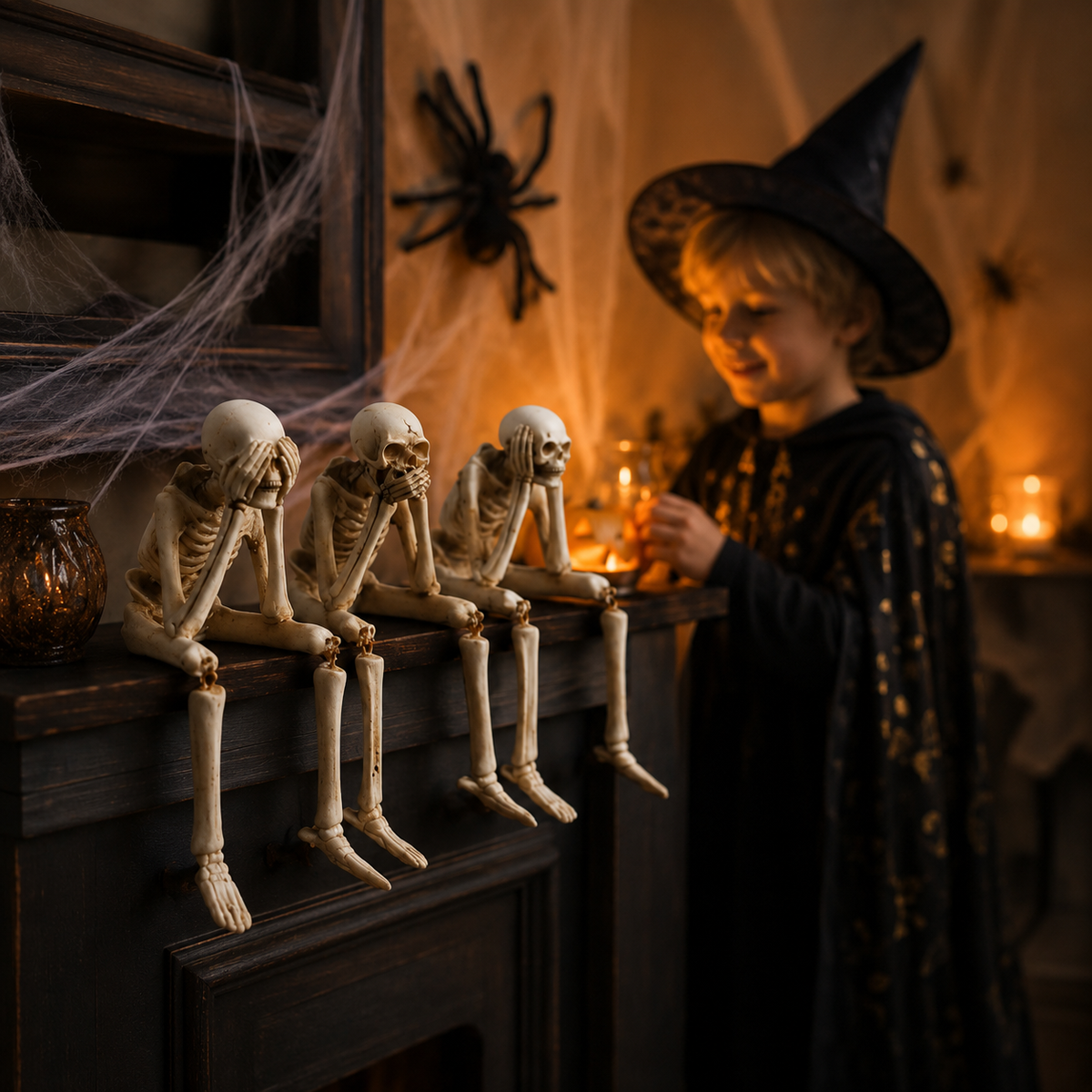 SPOOKTRIO – Skeleton Figurine Trio for Playful Seasonal Decor