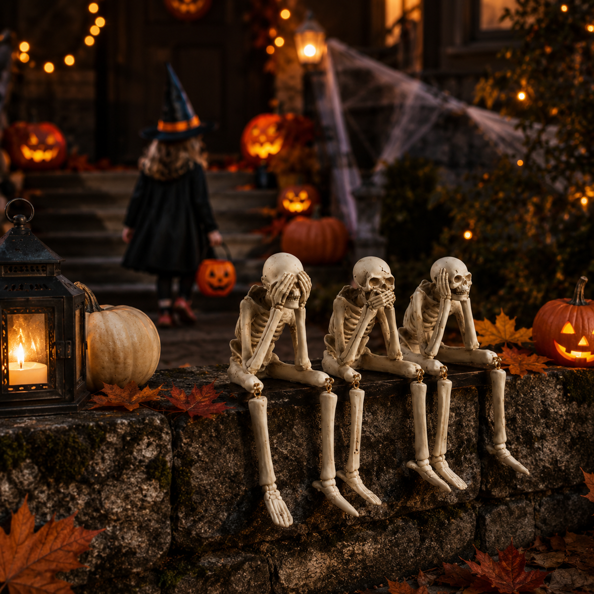 SPOOKTRIO – Skeleton Figurine Trio for Playful Seasonal Decor