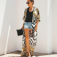 Chiffon Leopard Print Beach Kimono Cover Up for Women - Stylish Summer Layering 4