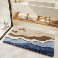 Coastal Charm - Non-Slip Bath Mat with Seaside Footprint Design for Bathroom Rugs 1