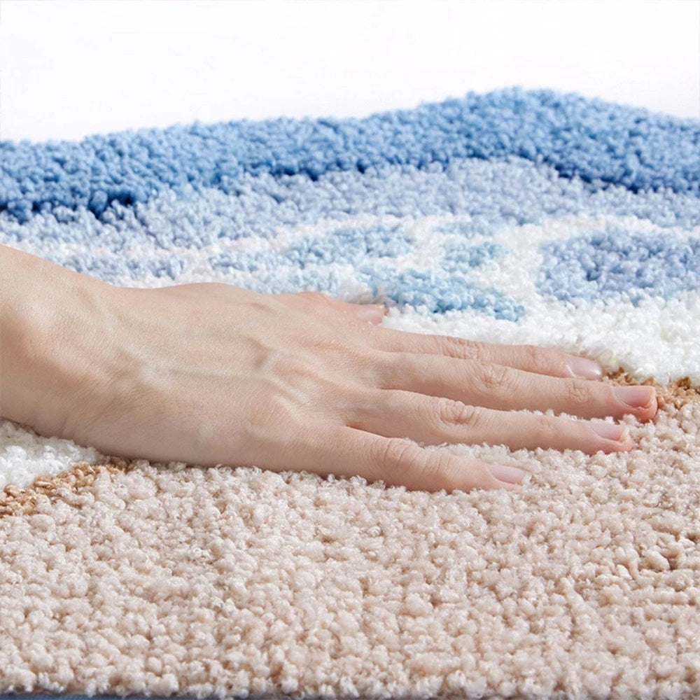 Coastal Charm - Non-Slip Bath Mat with Seaside Footprint Design for Bathroom Rugs 2