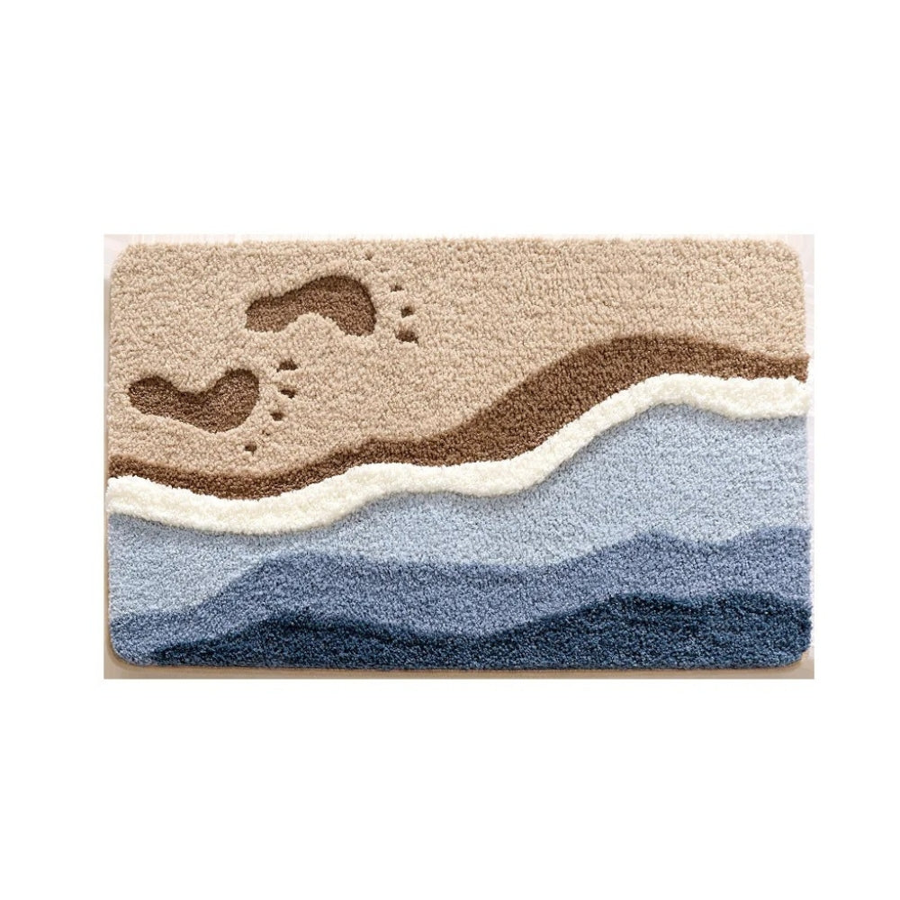 Coastal Charm - Non-Slip Bath Mat with Seaside Footprint Design for Bathroom Rugs 8