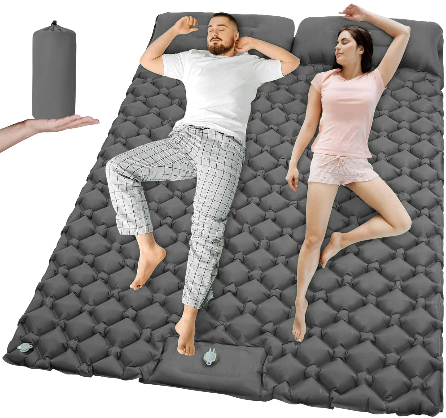 ComfortMax Extra Wide Inflatable Camping Mattress with Built-in Pump, TPU Nylon 11