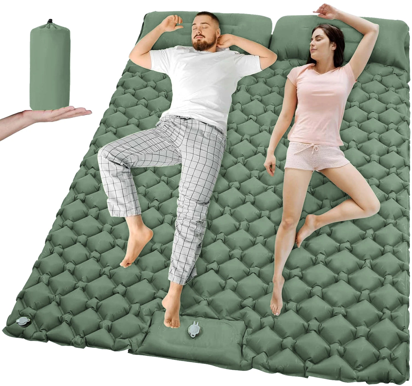 ComfortMax Extra Wide Inflatable Camping Mattress with Built-in Pump, TPU Nylon 12