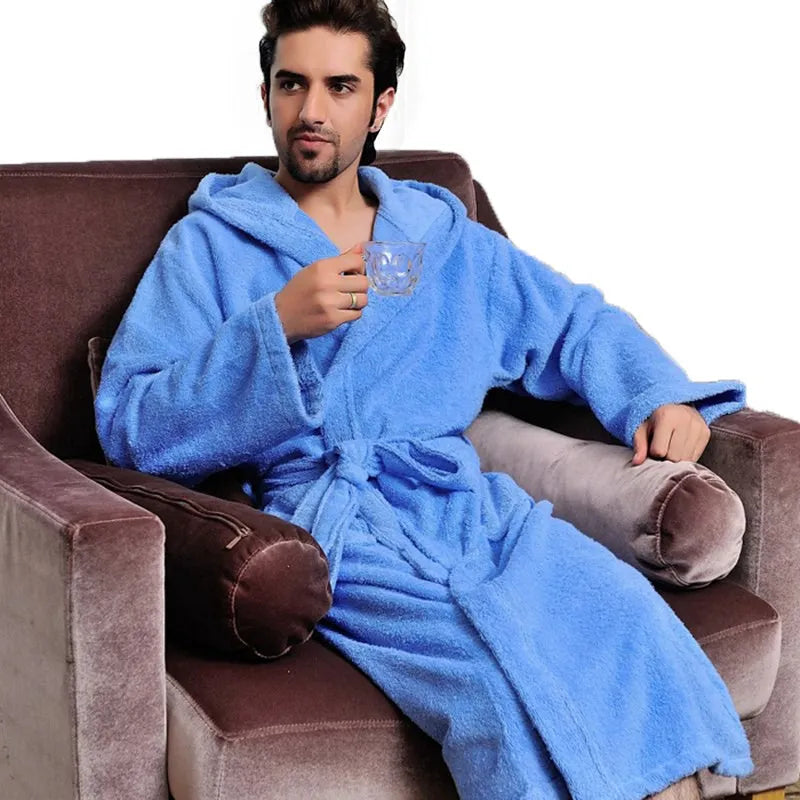 ComfortWear - Men's Hooded Bathrobe - 100% Cotton Terry Dressing Gown 11