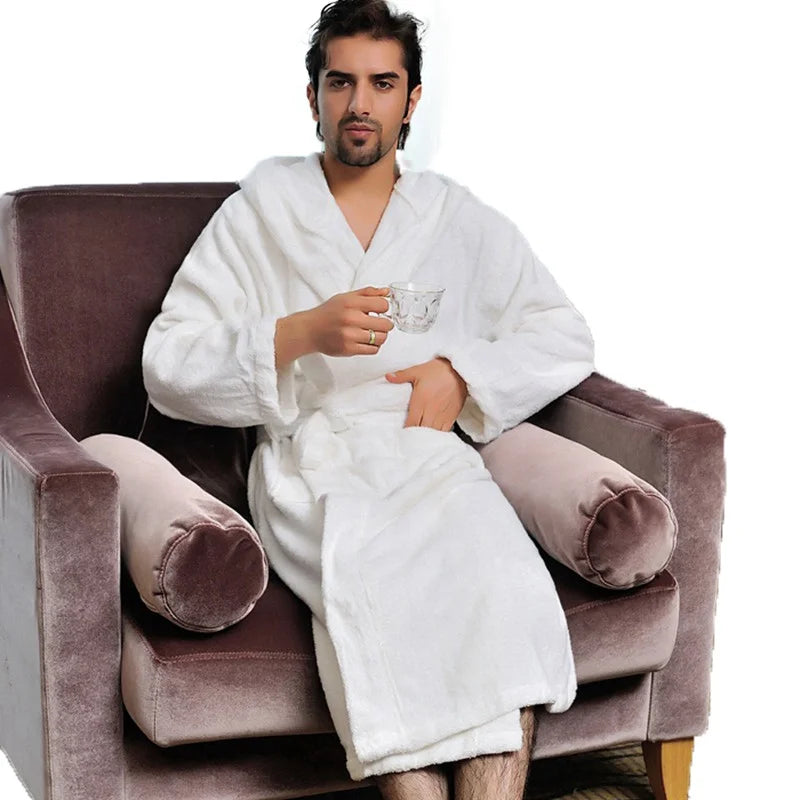 ComfortWear - Men's Hooded Bathrobe - 100% Cotton Terry Dressing Gown 12