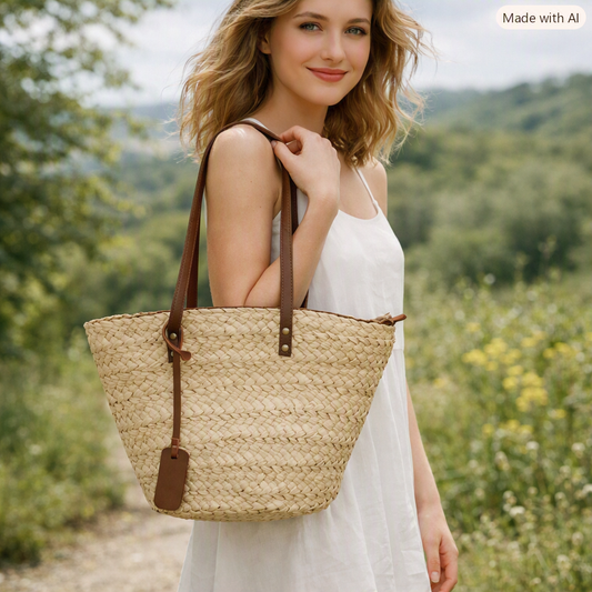SUNHAVEN – Woven Straw Beach Tote Bag