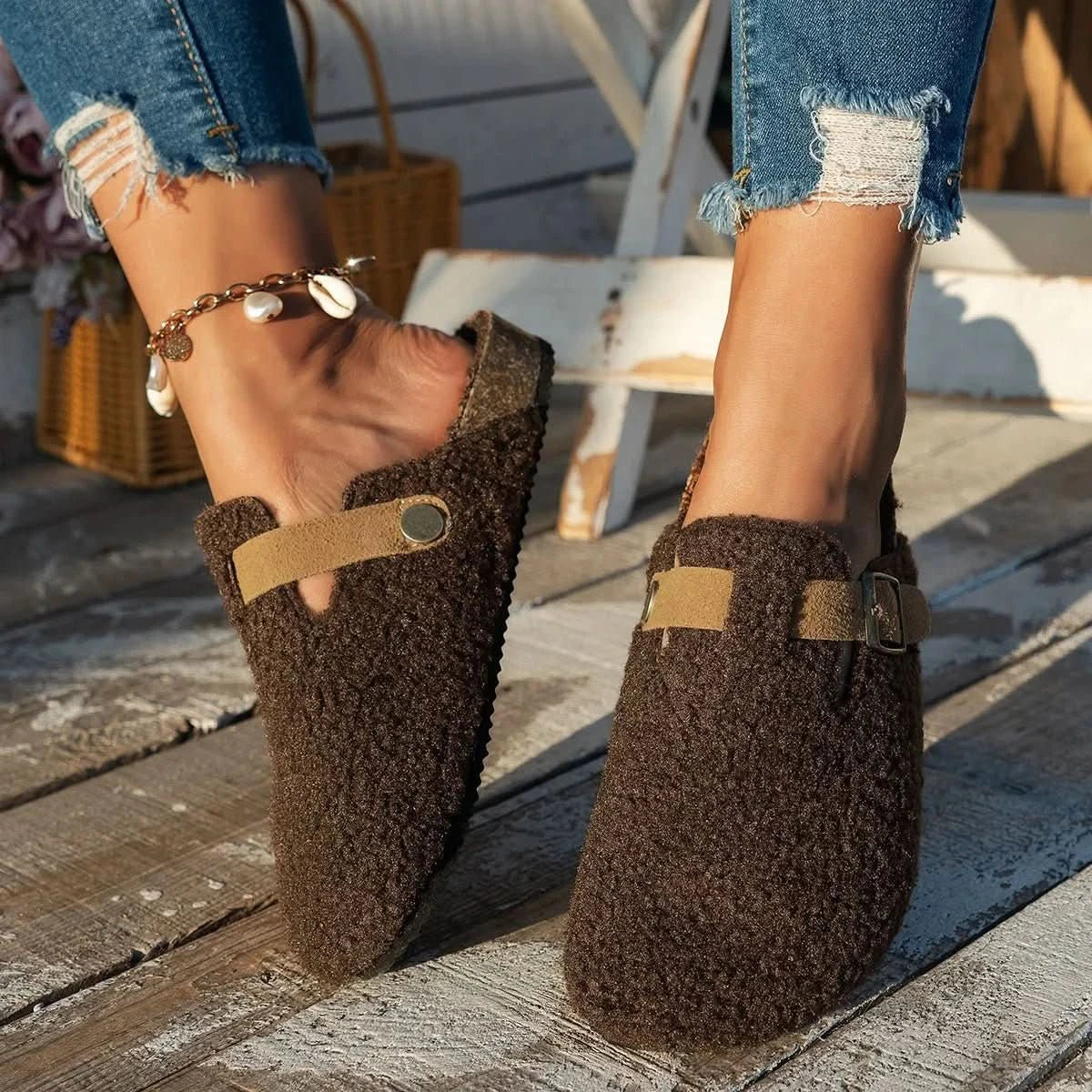 Cozy Sheepskin Wool Slippers - Ultra-Soft Winter Comfort with Non-Slip Sole 4