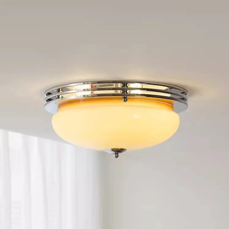 Elegant Bauhaus Flush Mount Ceiling Light - Milk Coffee Glass Shade for Modern Spaces 0