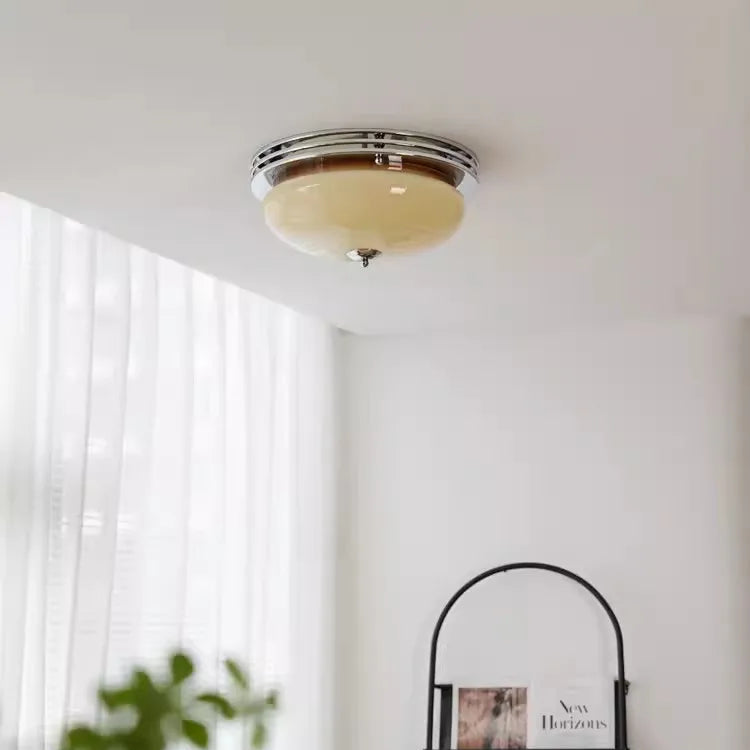 Elegant Bauhaus Flush Mount Ceiling Light - Milk Coffee Glass Shade for Modern Spaces 5