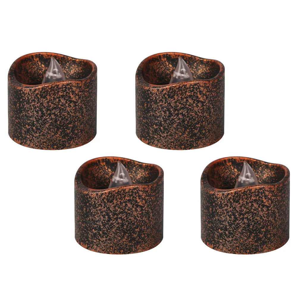 Elegant LED Flameless Tea Candles - 4Pcs Glitter Flickering Lamps for Home & Events 0