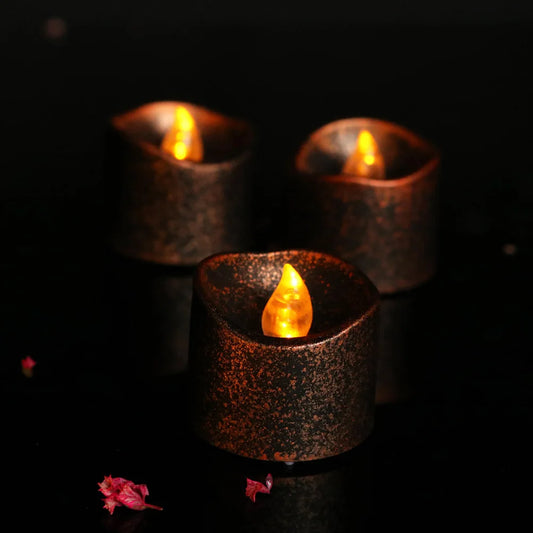 Elegant LED Flameless Tea Candles - 4Pcs Glitter Flickering Lamps for Home & Events 2
