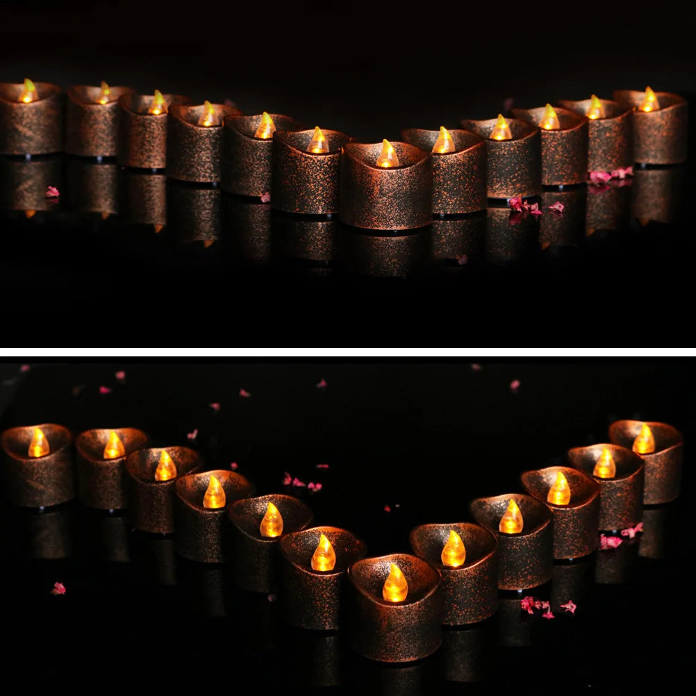 Elegant LED Flameless Tea Candles - 4Pcs Glitter Flickering Lamps for Home & Events 4