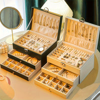 Elegant Leather Jewelry Organizer Box with Multiple Compartments 1