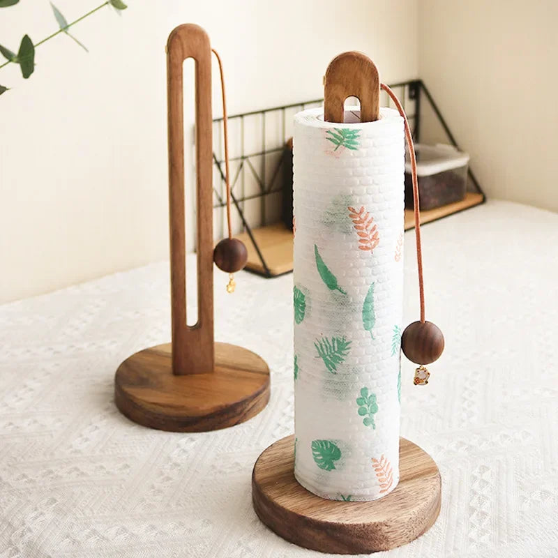 Elegant Solid Wood Paper Towel Holder & Multi-Functional Kitchen Storage Rack 1