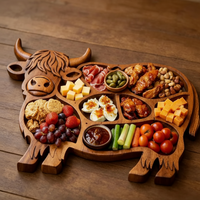 FARMHOUSE FEAST - Handcrafted Cow Wooden Charcuterie Board for Cheese and Meats 0