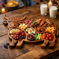 FARMHOUSE FEAST - Handcrafted Cow Wooden Charcuterie Board for Cheese and Meats 2
