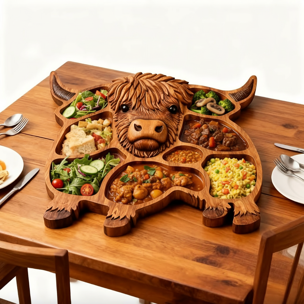 FARMHOUSE FEAST - Handcrafted Cow Wooden Charcuterie Board for Cheese and Meats 3