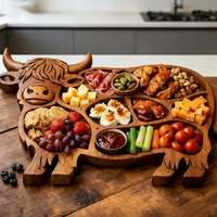 FARMHOUSE FEAST - Handcrafted Cow Wooden Charcuterie Board for Cheese and Meats 4