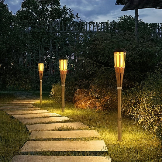 FLAMEGLOW - Solar Bamboo LED Lights with Flickering Flame Effect 0