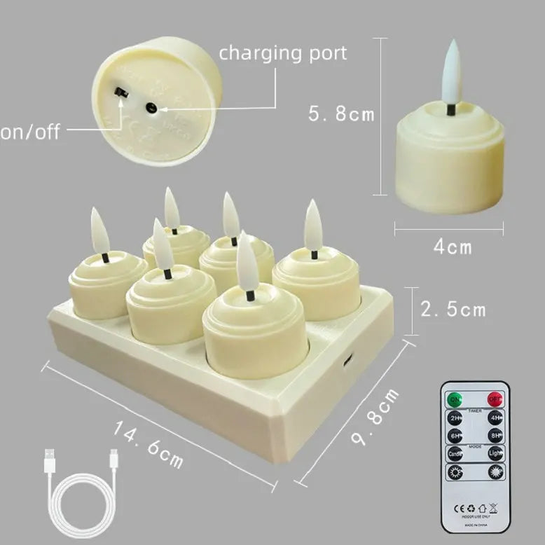 Flameless 3D Wick LED Tea Light Candles with Remote Control & Timer 2
