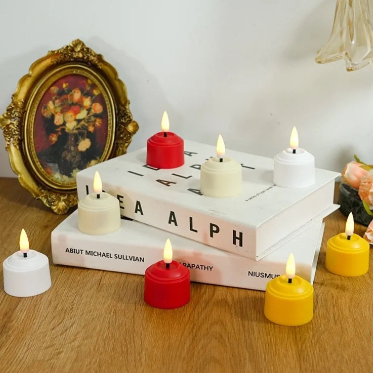Flameless 3D Wick LED Tea Light Candles with Remote Control & Timer 4
