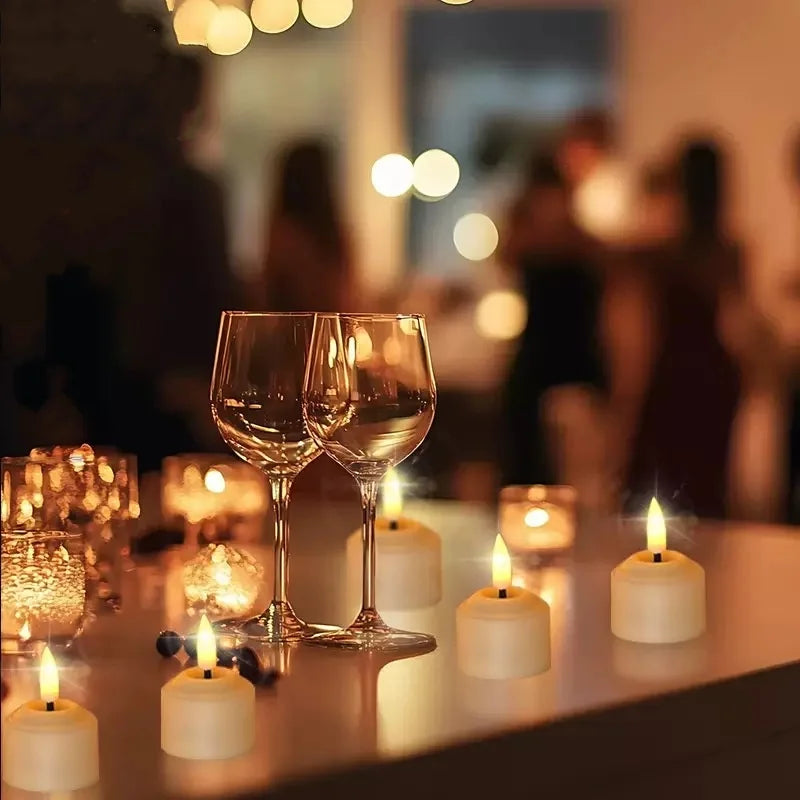 Flameless 3D Wick LED Tea Light Candles with Remote Control & Timer 5