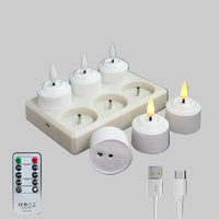 Flameless 3D Wick LED Tea Light Candles with Remote Control & Timer 7