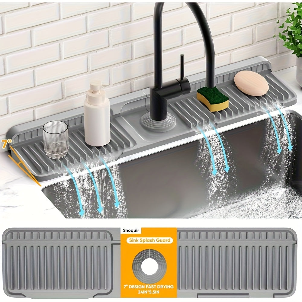 Flexible Silicone Sink Mat - Cut-to-Fit Sink Protector with Quick Drain for Kitchen and Bathroom 2