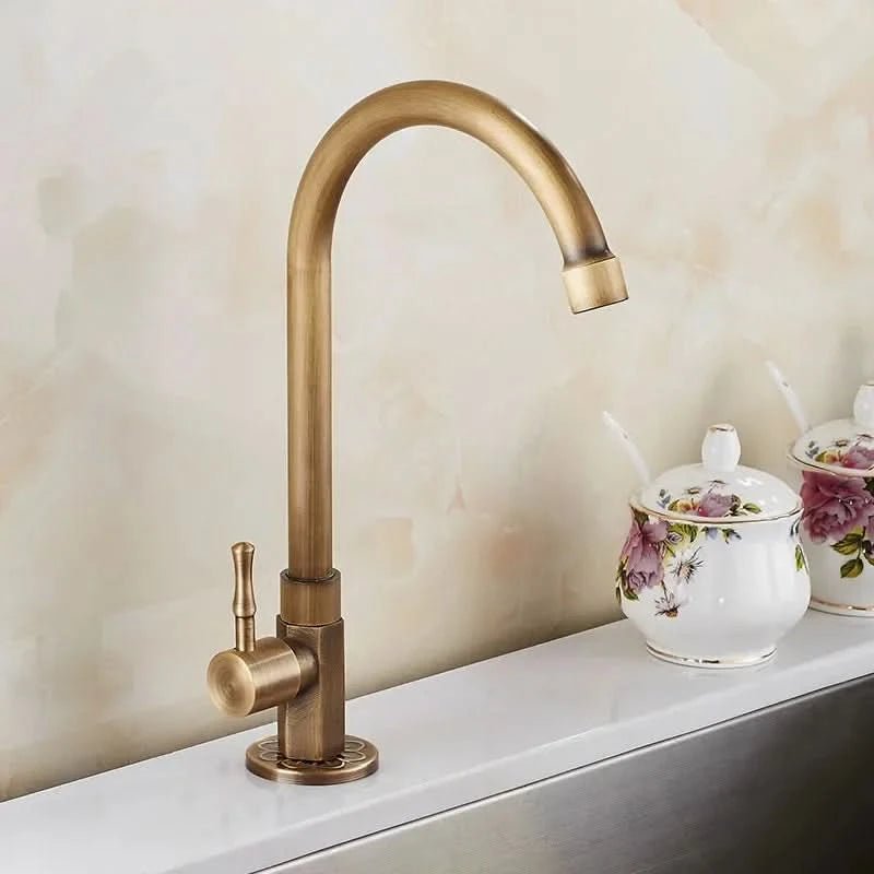 GOLDENSWAN – Antique Brass Swan Neck Faucet for Kitchen & Bathroom 0
