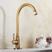 GOLDENSWAN – Antique Brass Swan Neck Faucet for Kitchen & Bathroom 1