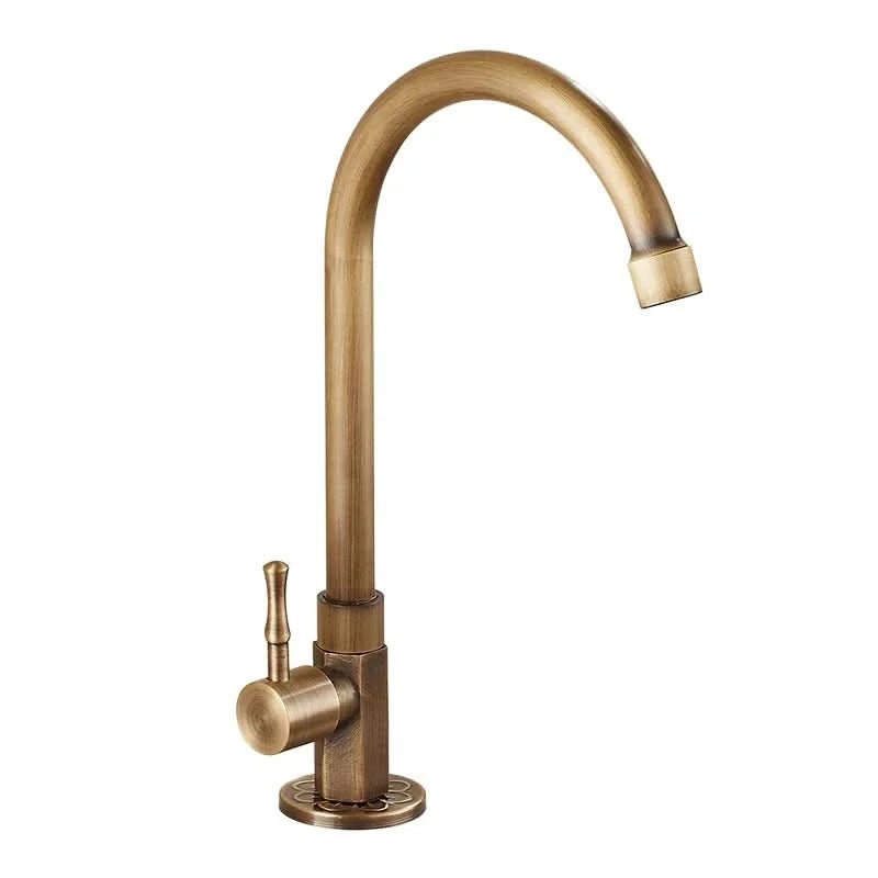 GOLDENSWAN – Antique Brass Swan Neck Faucet for Kitchen & Bathroom 2