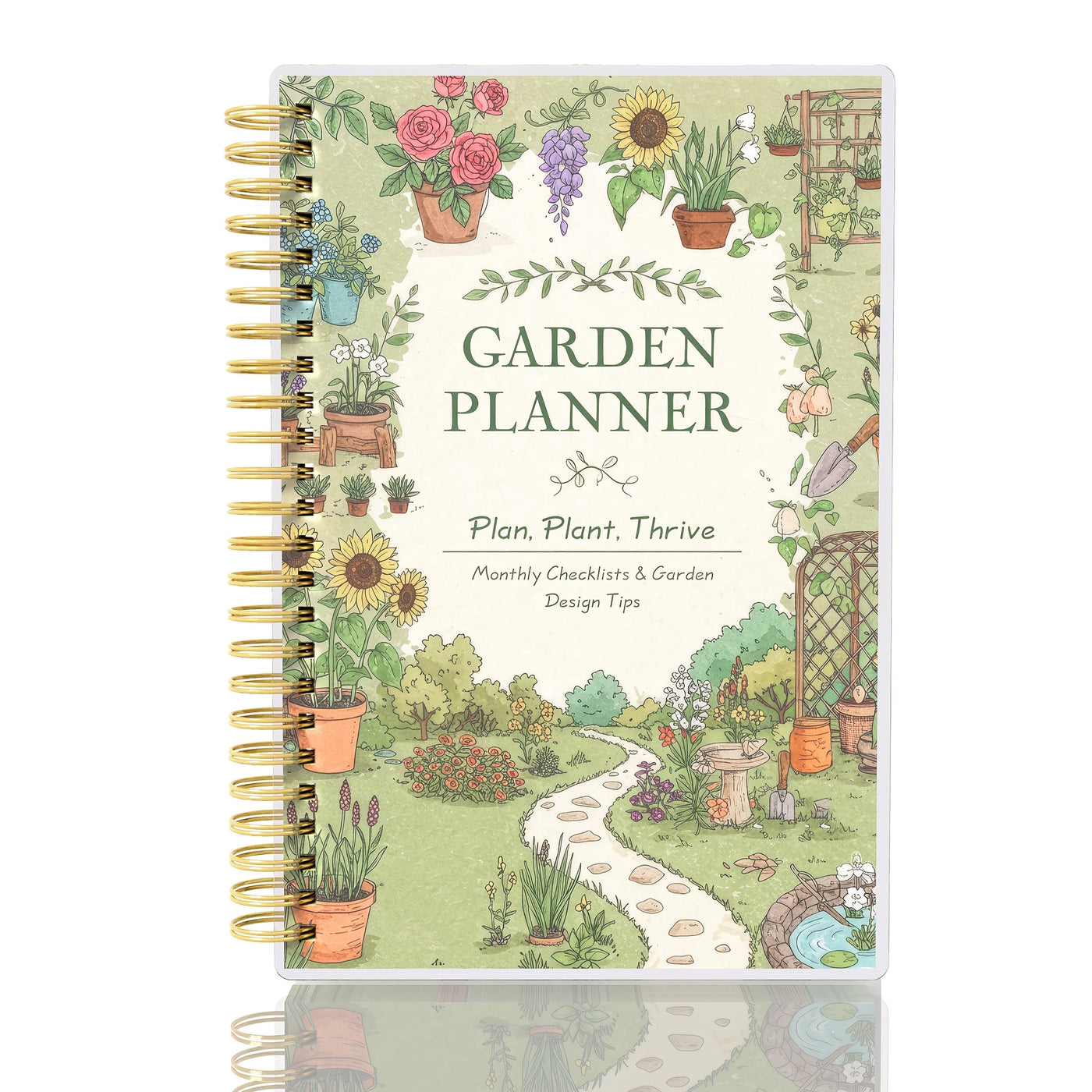 GardenLog A5 Spiral-Bound Garden Planner with Plant Care Tracker & Monthly Calendar 0