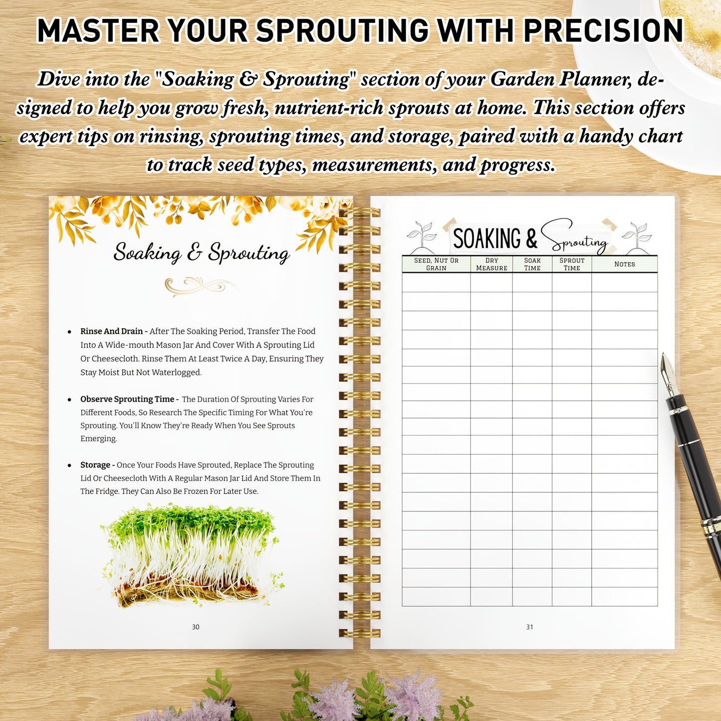 GardenLog A5 Spiral-Bound Garden Planner with Plant Care Tracker & Monthly Calendar 2