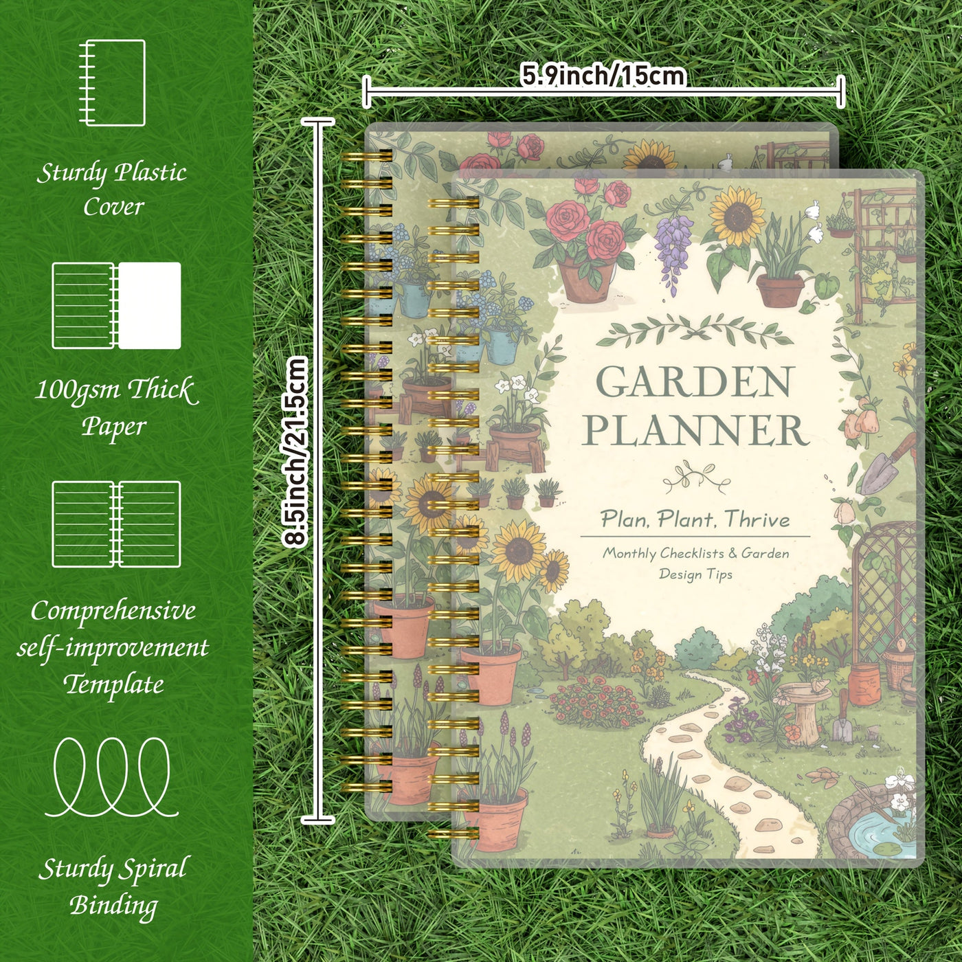 GardenLog A5 Spiral-Bound Garden Planner with Plant Care Tracker & Monthly Calendar 3