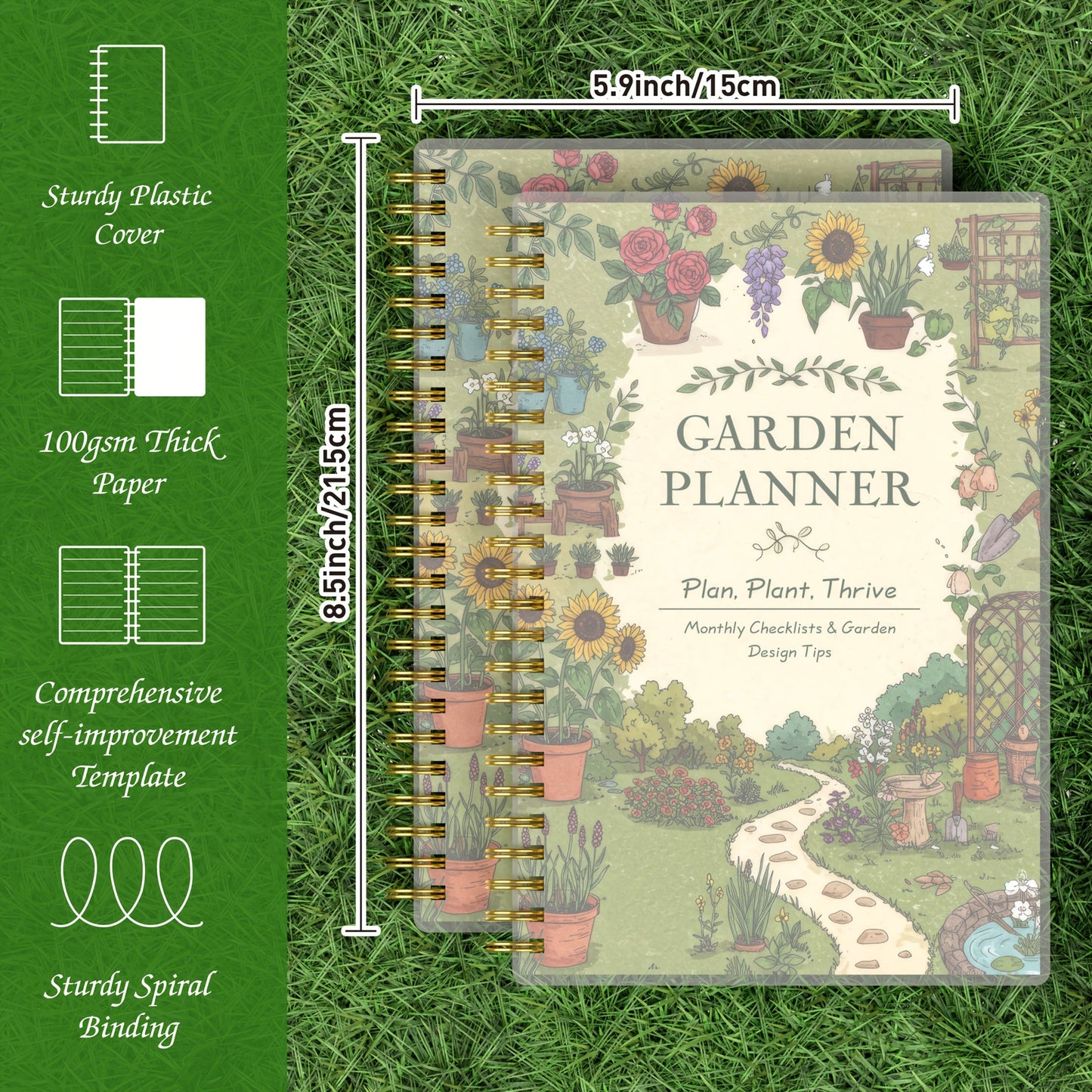 GardenLog A5 Spiral-Bound Garden Planner with Plant Care Tracker & Monthly Calendar 3