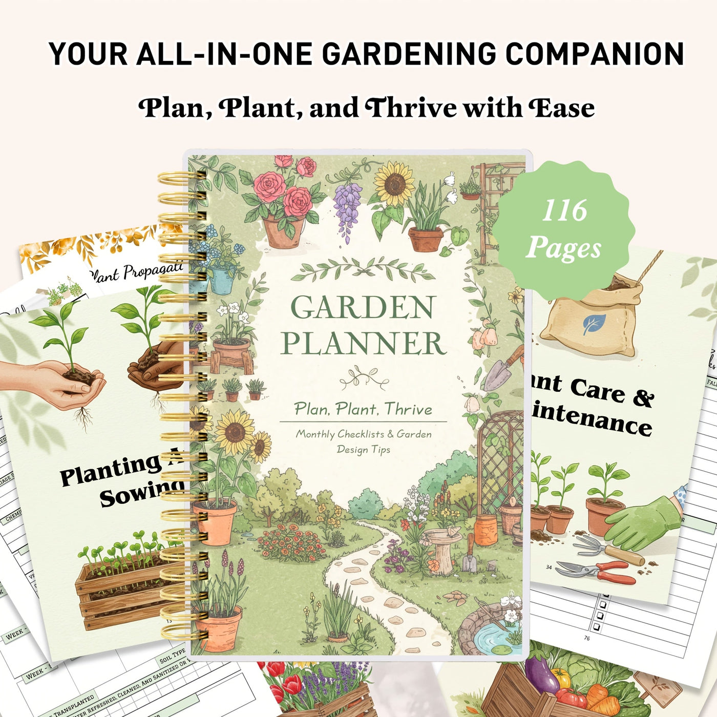 GardenLog A5 Spiral-Bound Garden Planner with Plant Care Tracker & Monthly Calendar 4